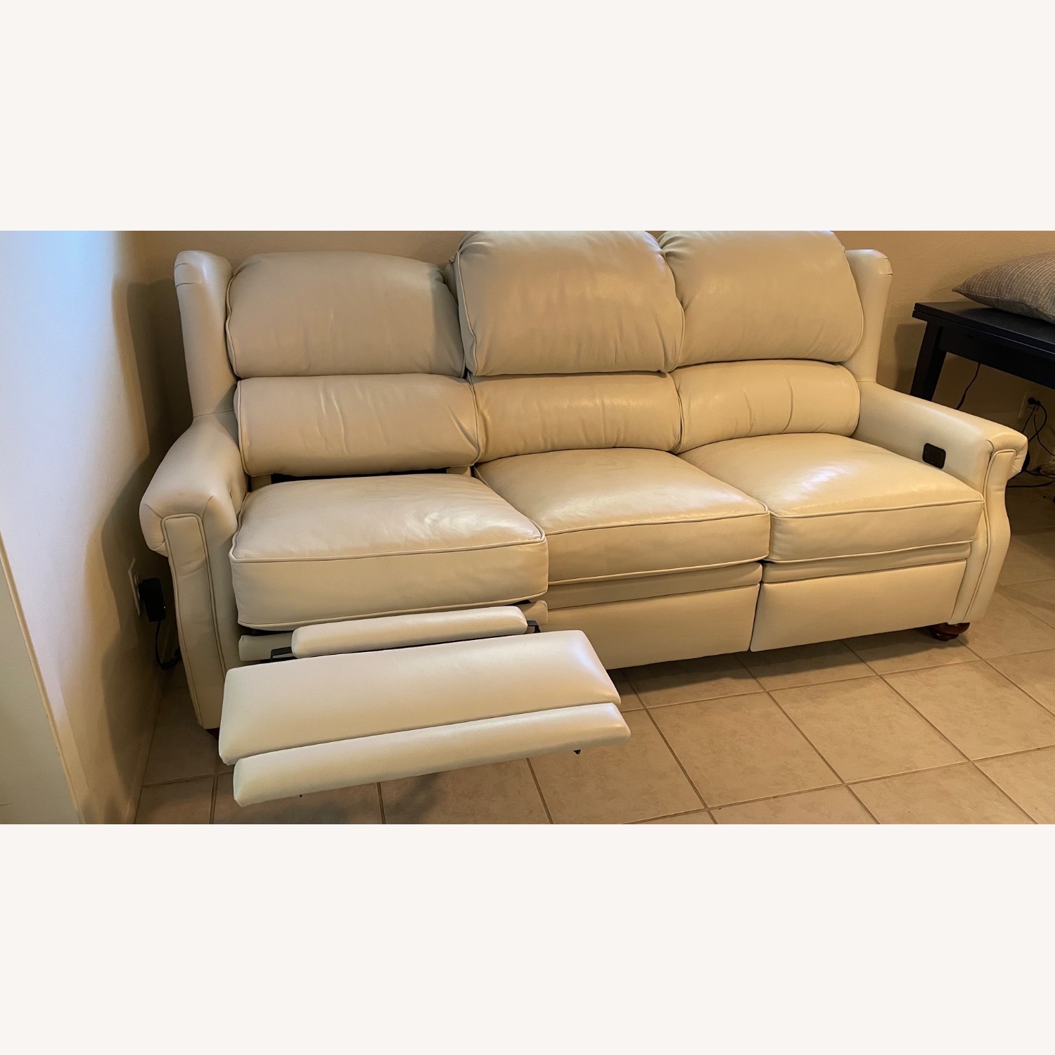 White Leather 3+ Seater Sofa - image-4