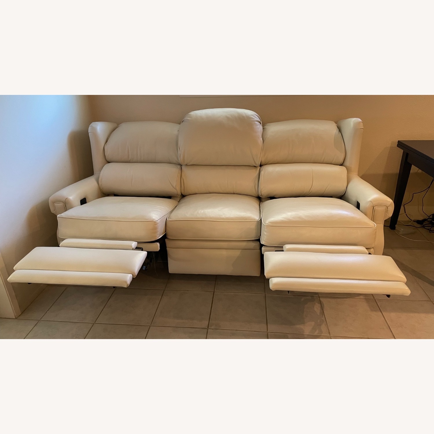 White Leather 3+ Seater Sofa - image-3