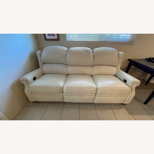 Used White Leather 3+ Seater Sofa for sale on AptDeco