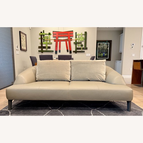 Used Ligne Roset Sintra Light Gray Leather 3+ Seater Sofa for sale on AptDeco