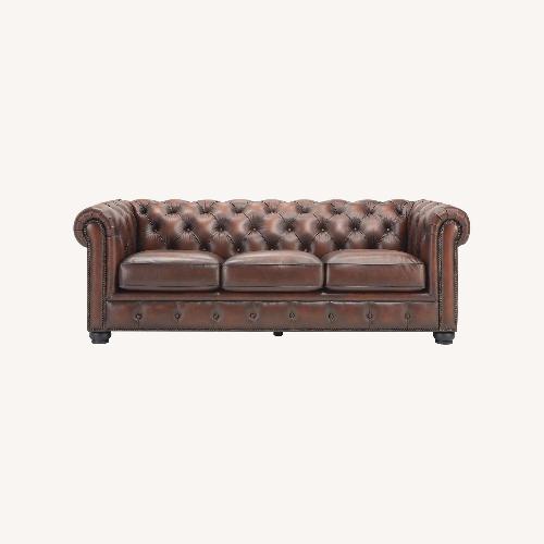 Used Hutchinson Chesterfield Style Real Leather Sofa for sale on AptDeco