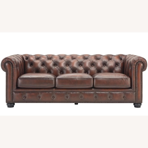 Used Hutchinson Chesterfield Style Real Leather Sofa for sale on AptDeco