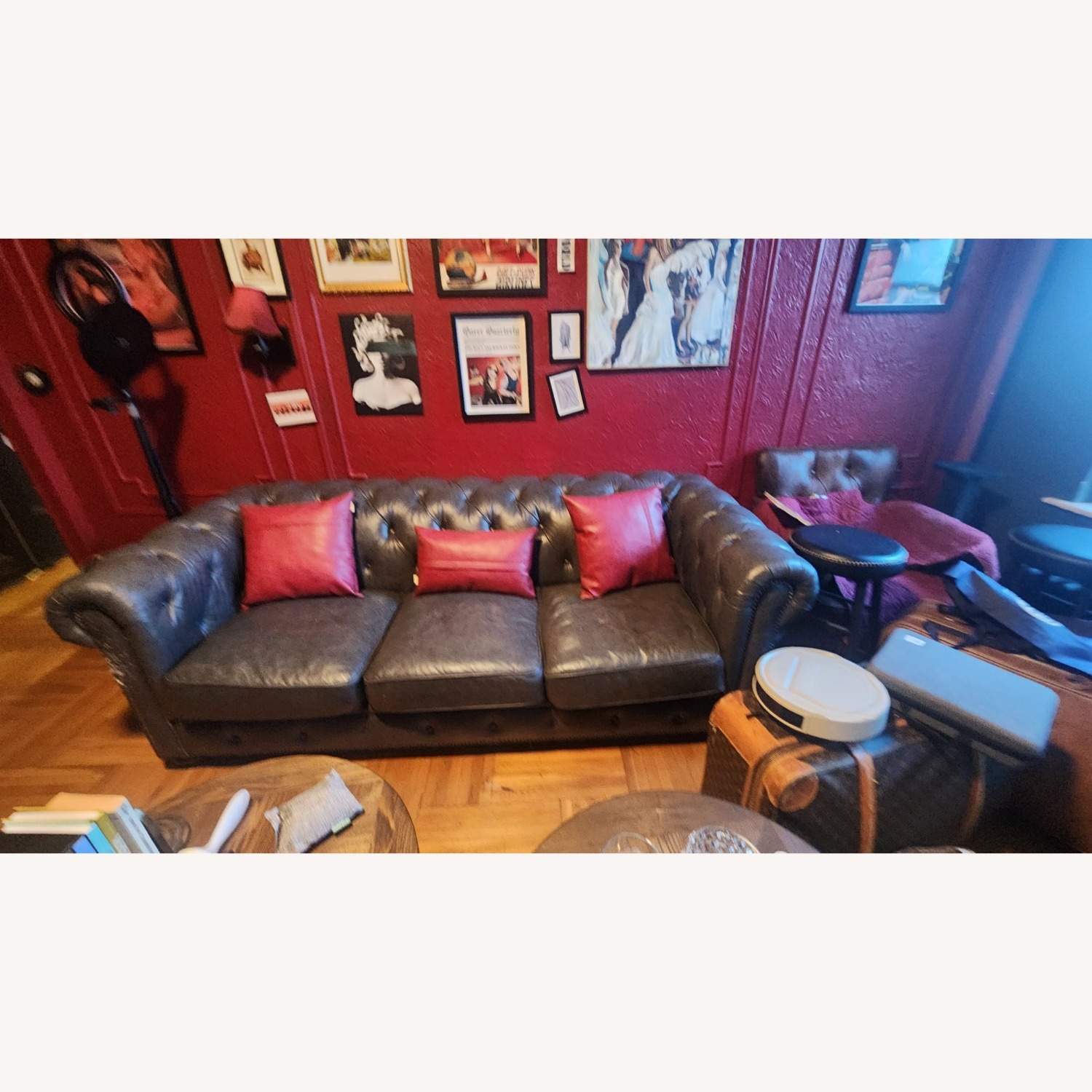 Hutchinson Chesterfield Style Real Leather Sofa - image-5