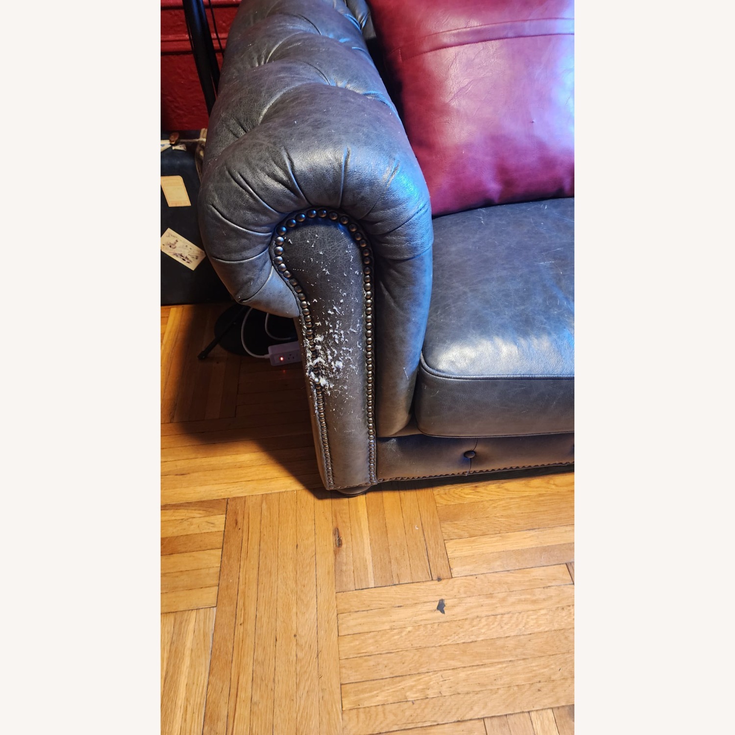 Hutchinson Chesterfield Style Real Leather Sofa - image-6