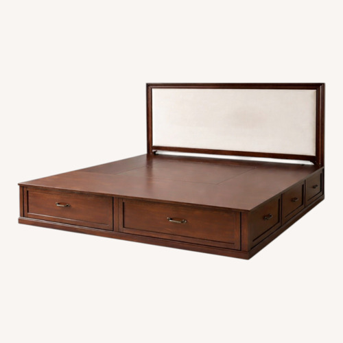 Used Pottery Barn Stratton Dark Brown Wood King Bed for sale on AptDeco