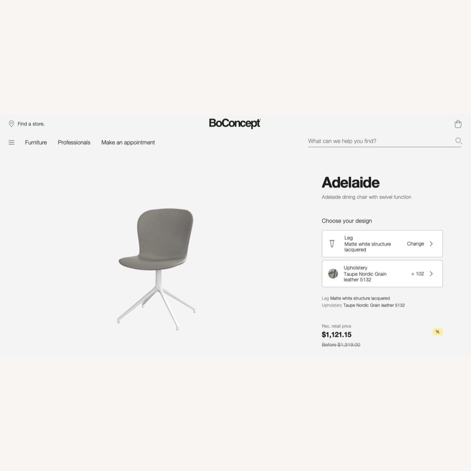 BoConcept Adelaide Light Gray Leather Dining Chairs - image-2