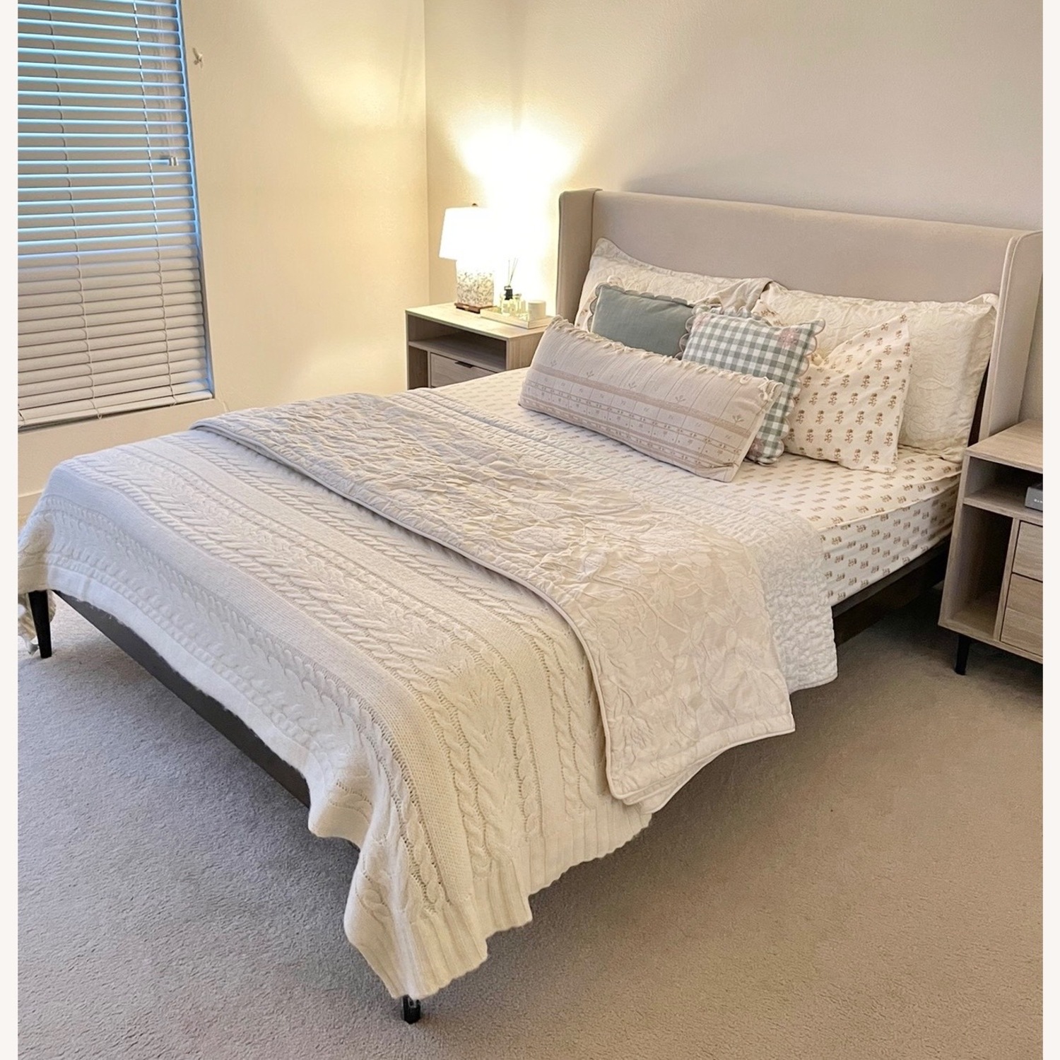 Wayfair Granada Solid Wood Natural Upholstered Queen Bed - image-1