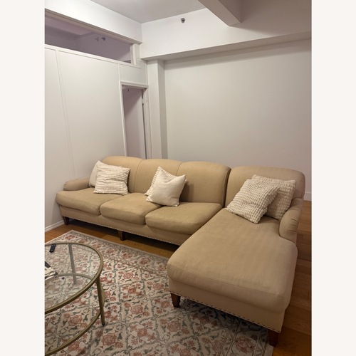 Used Lillian August Natural Fabric 2 Piece Sectional for sale on AptDeco