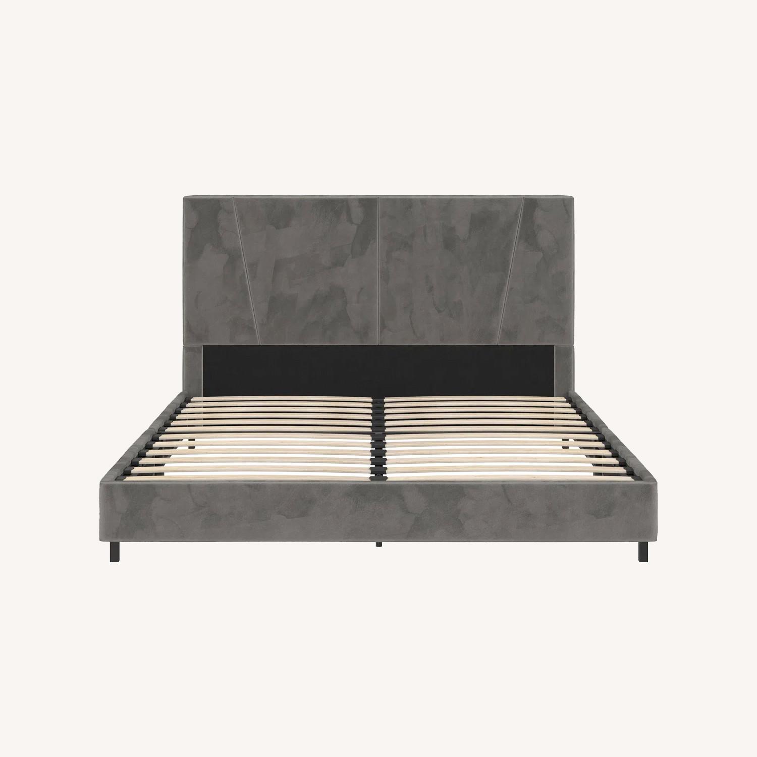 Wayfair Wade Logan Dark Gray Velvet King Bed - image-0