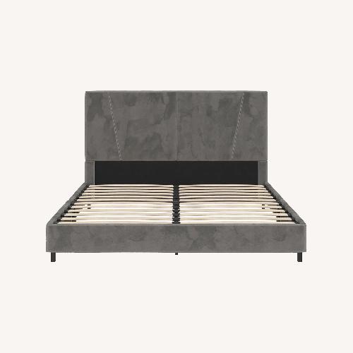 Used Wayfair Wade Logan Dark Gray Velvet King Bed for sale on AptDeco