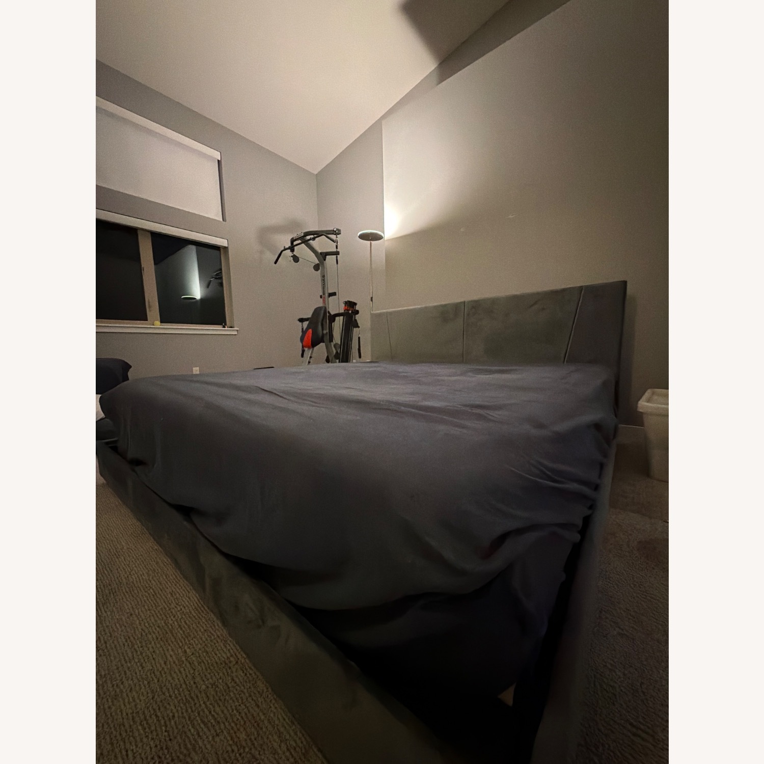 Wayfair Wade Logan Dark Gray Velvet King Bed - image-1