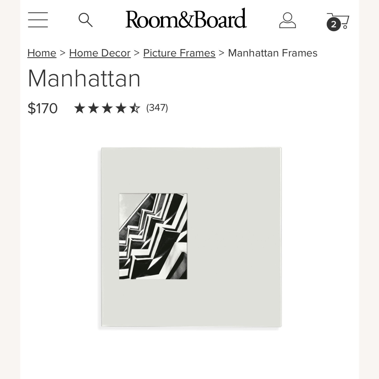 Room & Board Manhattan White Metal Picture Frames - image-3