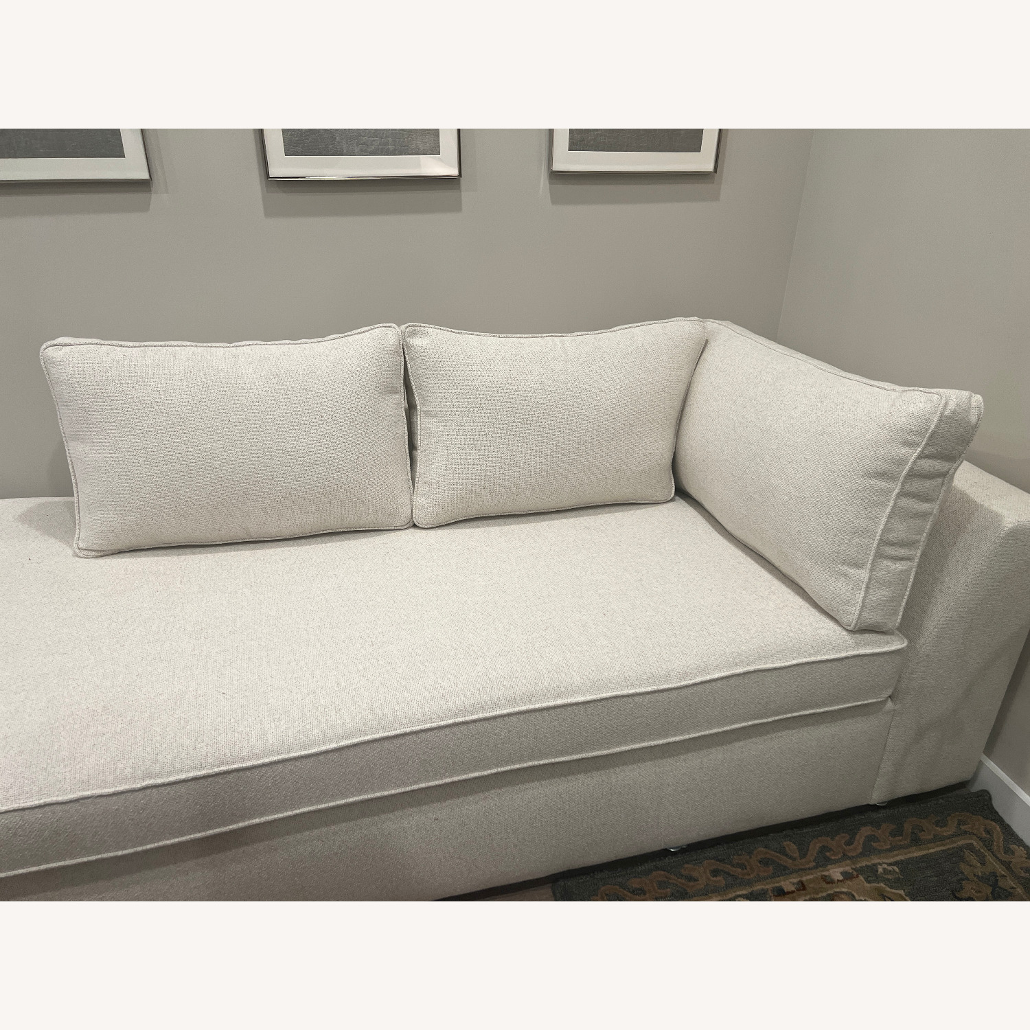 West Elm Harris White Fabric Chaise Lounge - image-1