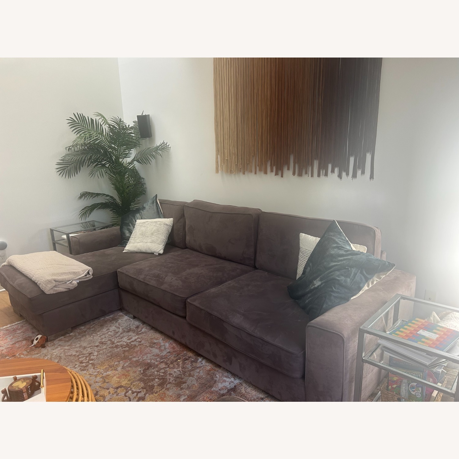 Dark Gray Microsuede 3 Piece Sectional - image-1