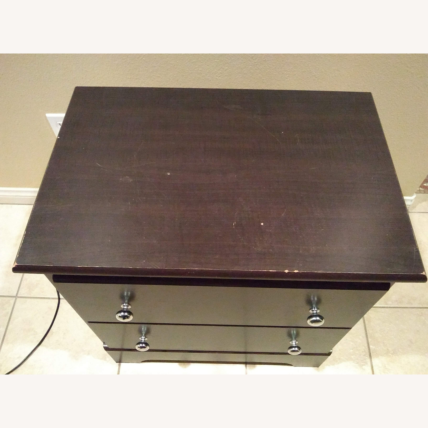 Dark Brown Wood Nightstand - image-2
