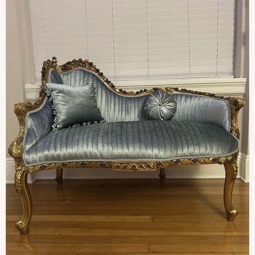 Used Antique Blue Velvet Chaise Lounge for sale on AptDeco