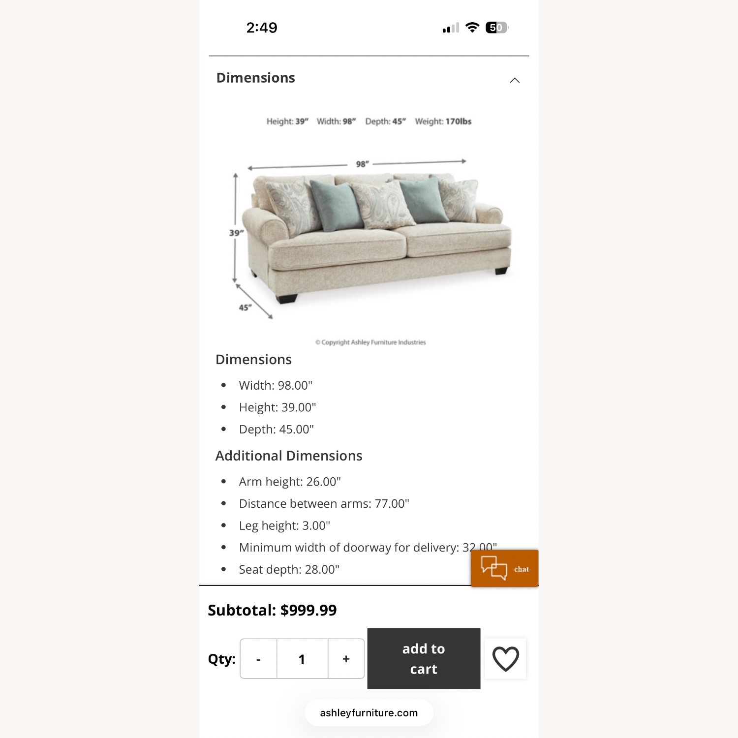 Ashley Furniture White 3+ Seater Sofa - image-3