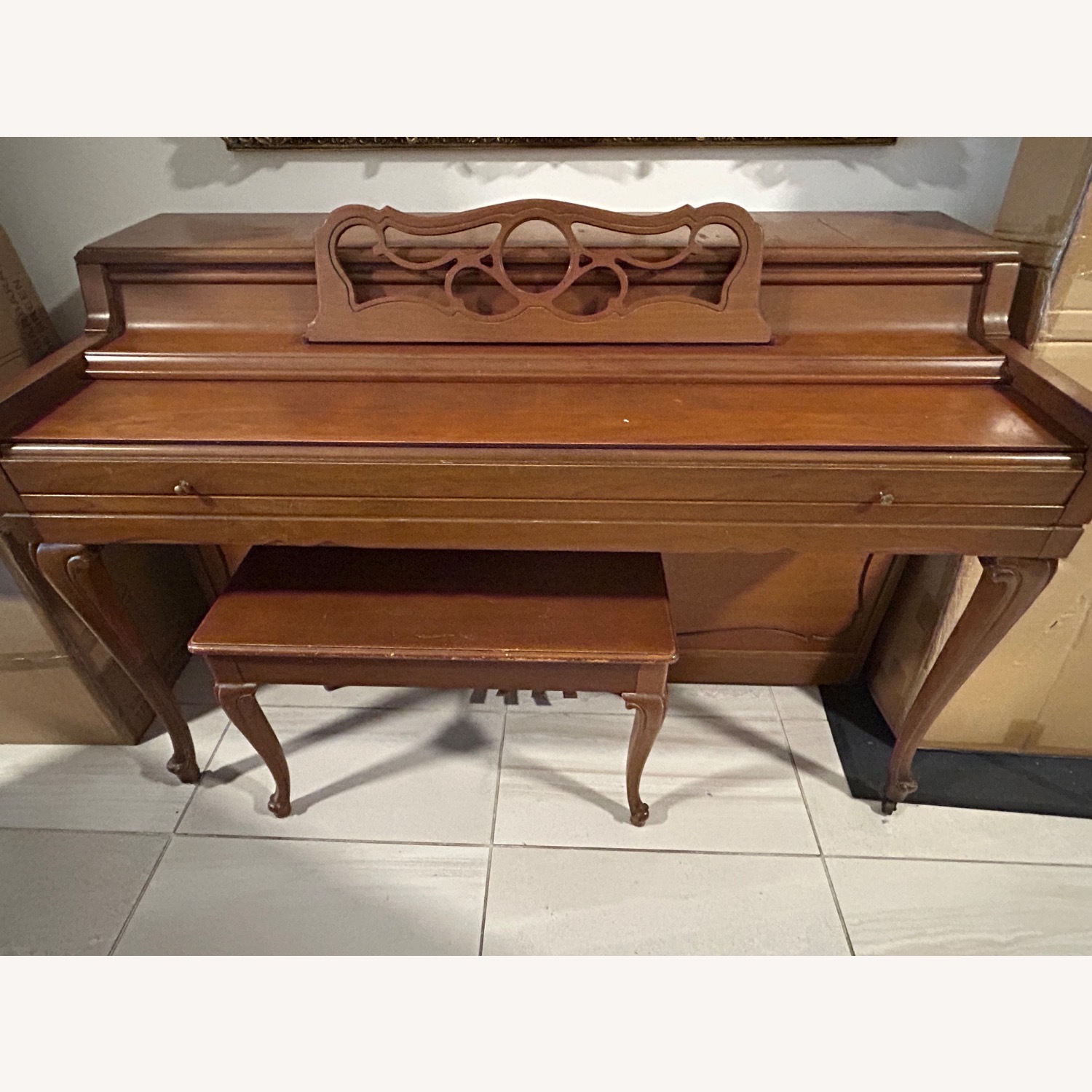 Vintage/Antique Piano Dark Brown Wood Desk - image-0