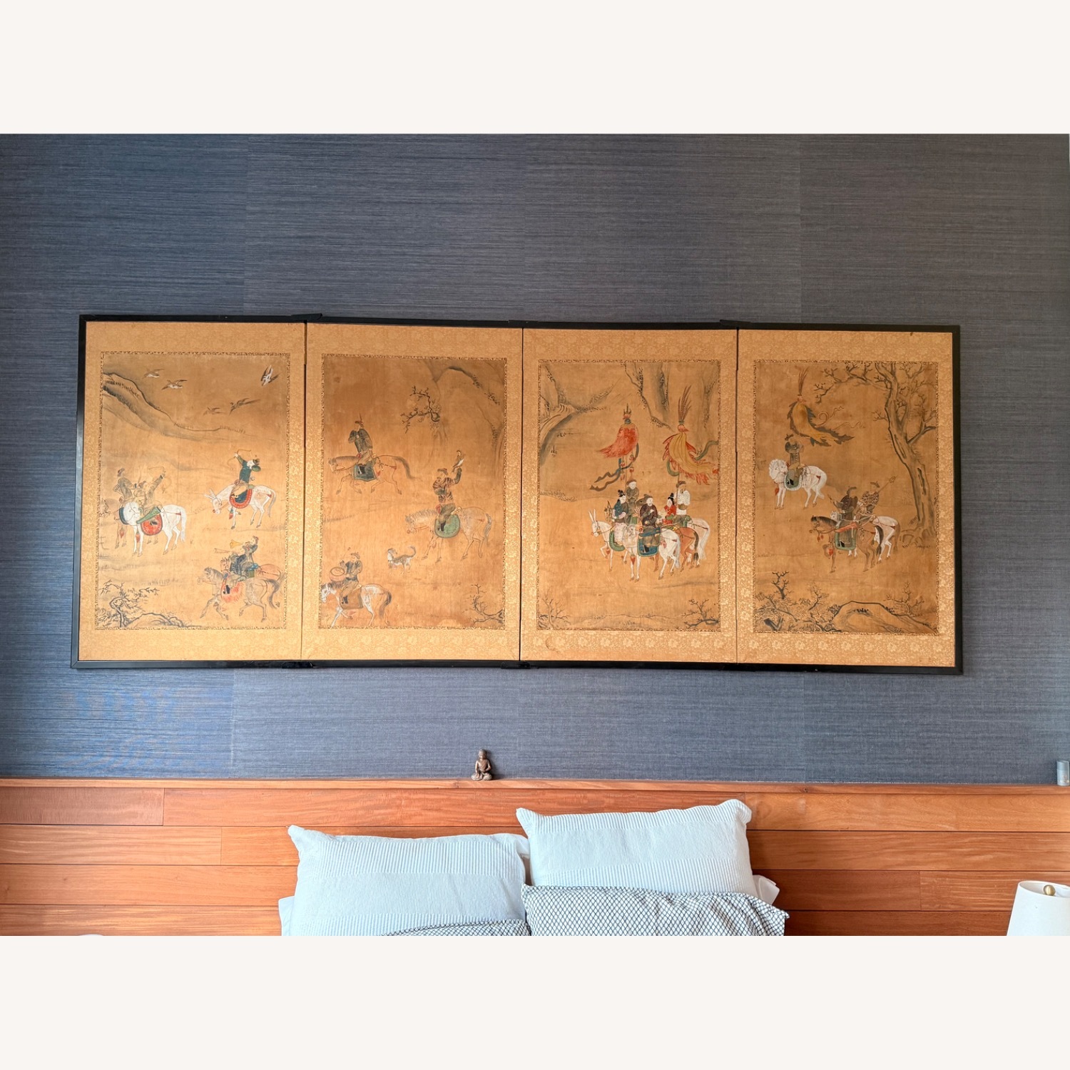 Byobu Folding Screen - Japanese Edo - 4 Panel - image-8