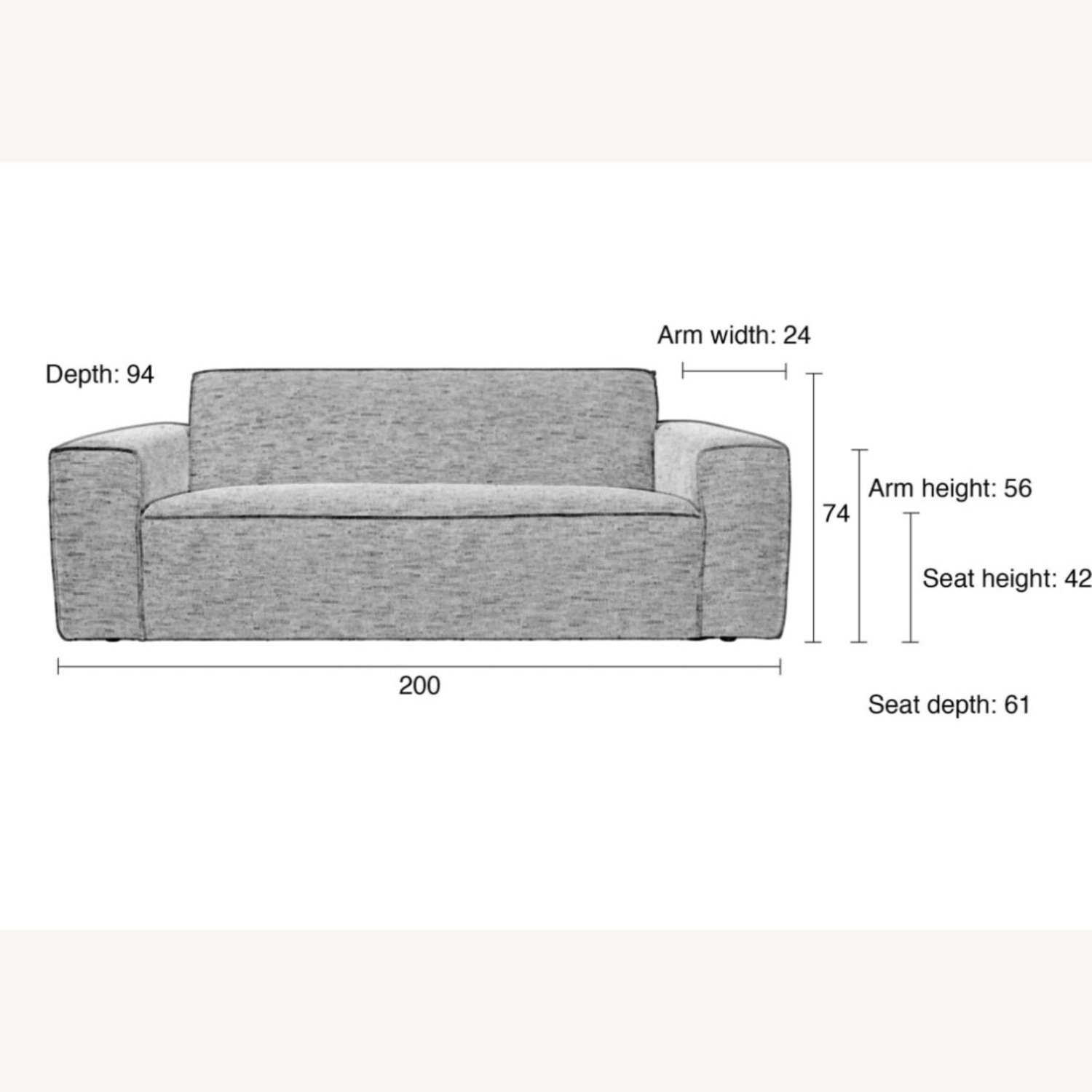 Vintage/Antique Dark Gray Fabric 2 Seater Sofa - image-3