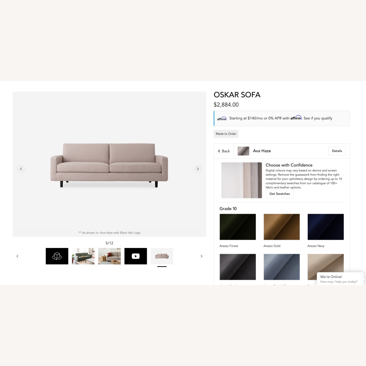 EQ3 Oskar Light Gray Fabric 3+ Seater Sofa - image-9