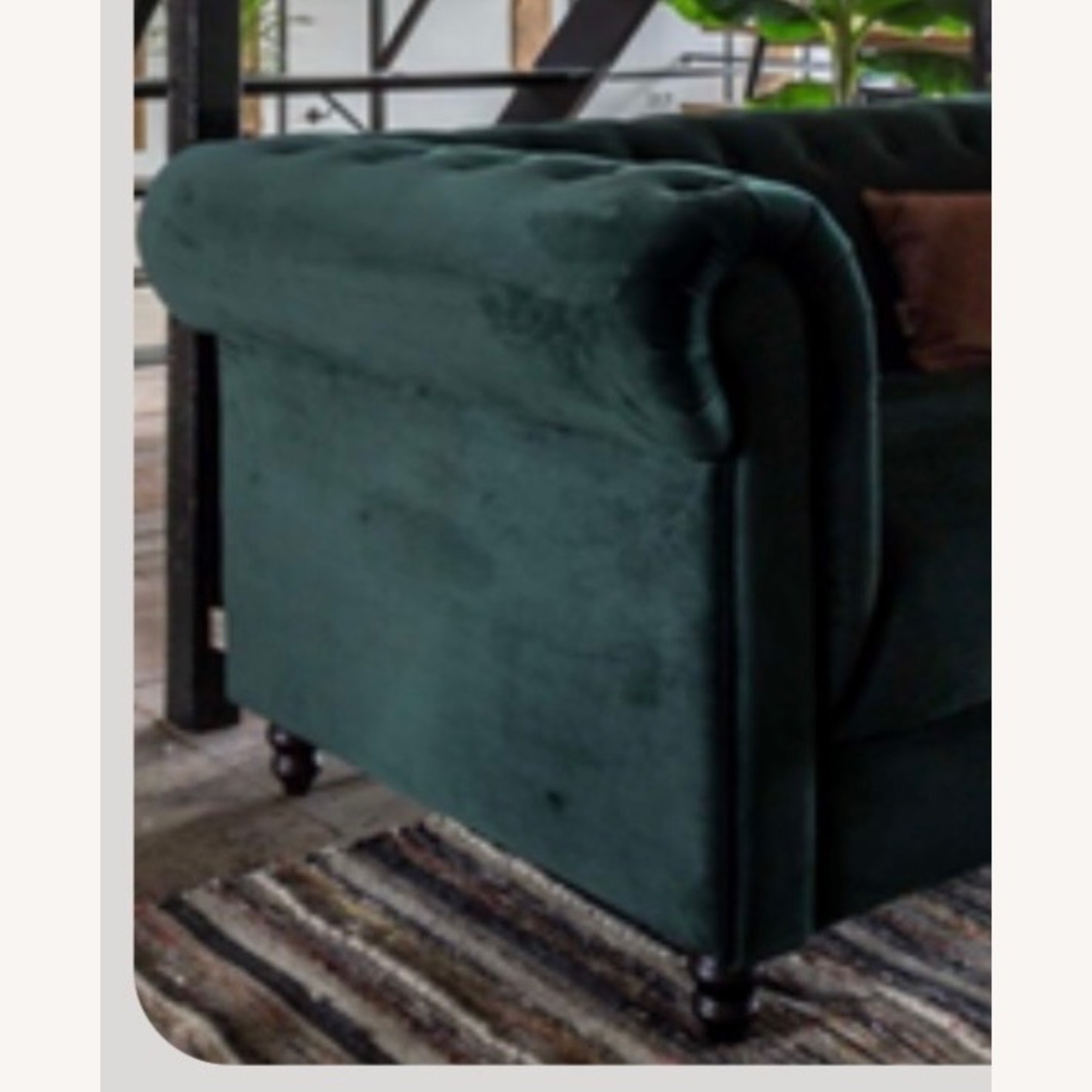 Vintage/Antique Green Velvet 2 Seater Sofa - image-2