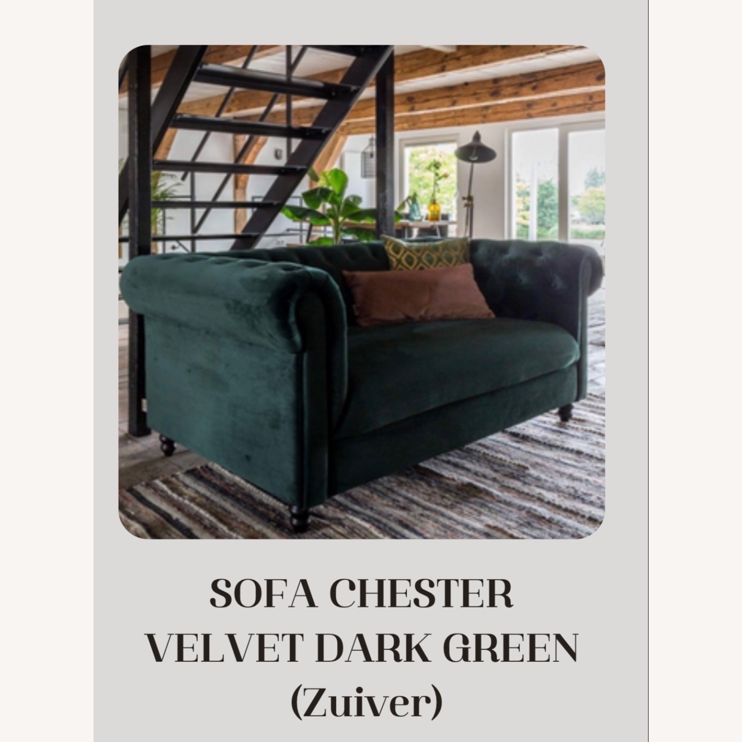 Vintage/Antique Green Velvet 2 Seater Sofa - image-0