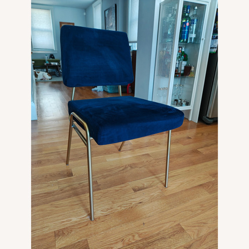Used West Elm Blue Velvet Wire Frame Dining Chair for sale on AptDeco