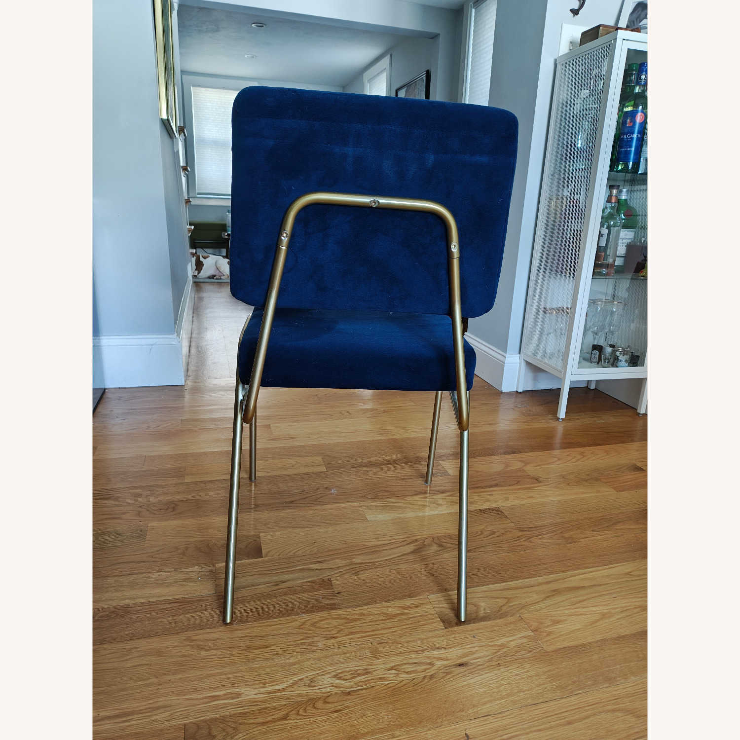 West Elm Blue Velvet Wire Frame Dining Chair - image-4