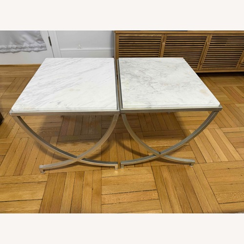 Used Dwell Studio White Metal Side Tables for sale on AptDeco