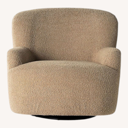 Used Pottery Barn Briar Light Brown Fuzzy Armchair for sale on AptDeco