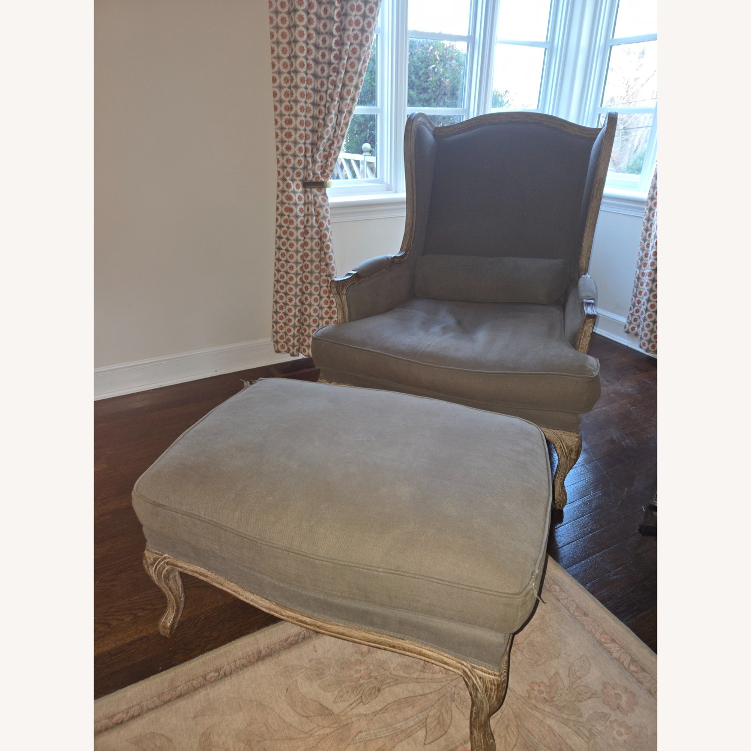 Restoration Hardware Gray Linen Lorraine Wingback Chairs - image-2