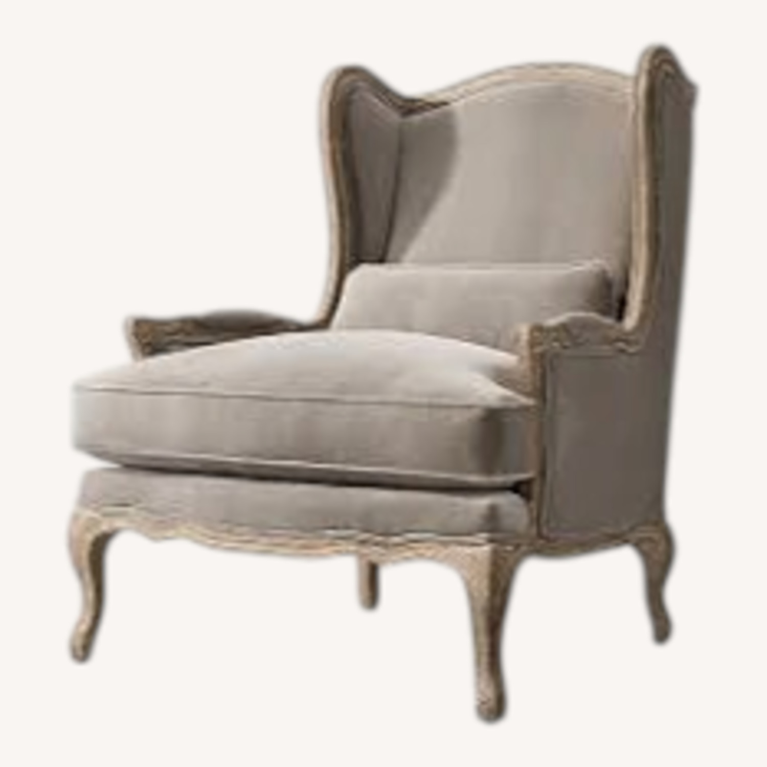 Restoration Hardware Gray Linen Lorraine Wingback Chairs - image-0