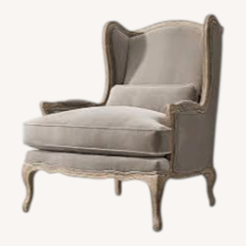 Used Restoration Hardware Gray Linen Lorraine Wingback Chairs for sale on AptDeco