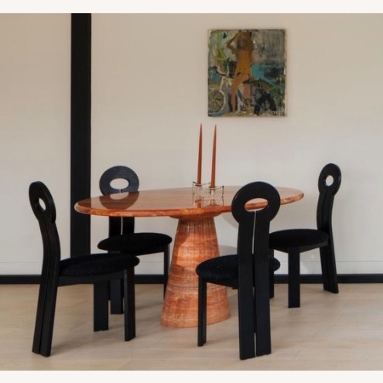 Eternity Modern Dario Red Travertine Dining Table - image-7