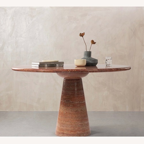 Used Eternity Modern Dario Red Travertine Dining Table for sale on AptDeco