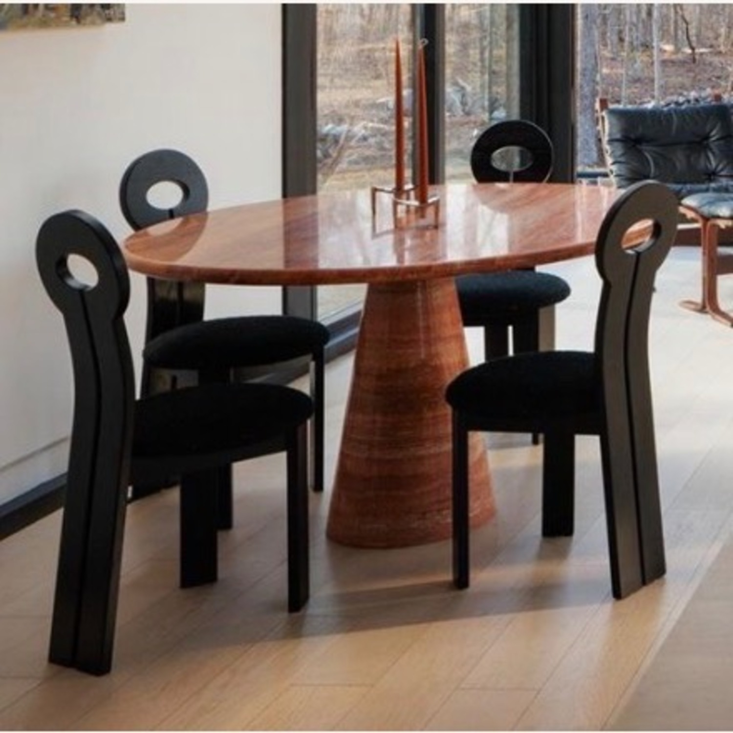 Eternity Modern Dario Red Travertine Dining Table - image-4