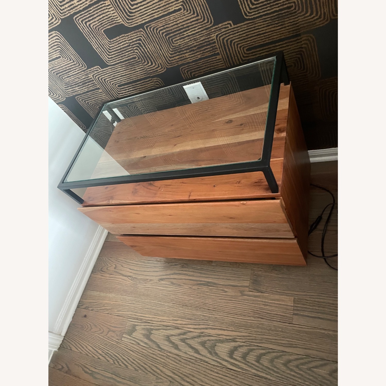 CB2 Lawson 26" Wood 2-Drawer Nightstand with Glass Top - image-2