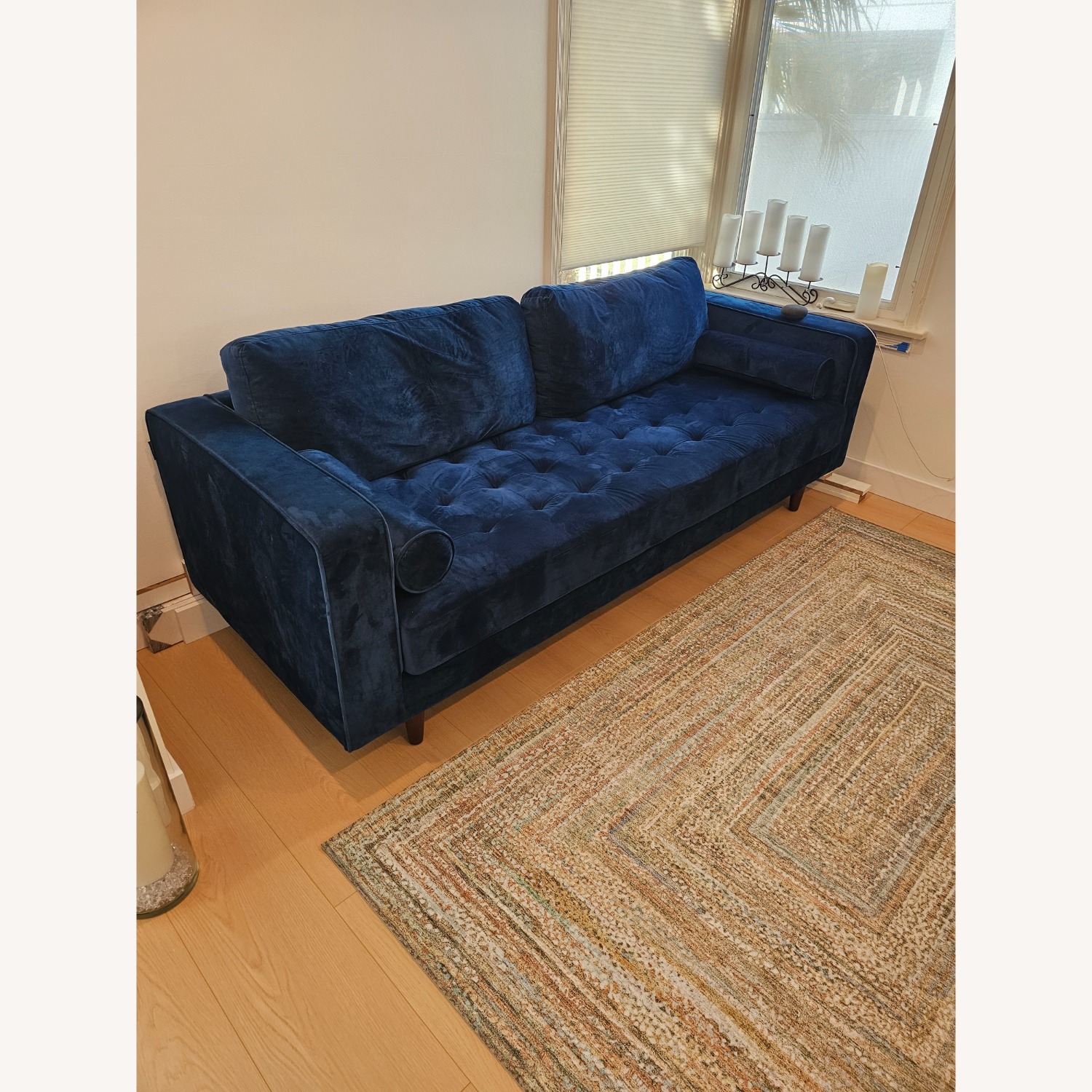 Modani Blue Microsuede 3+ Seater Sofa - image-2