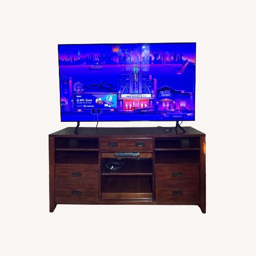 Used Raymour & Flanigan Natural Wood Media Storage for sale on AptDeco