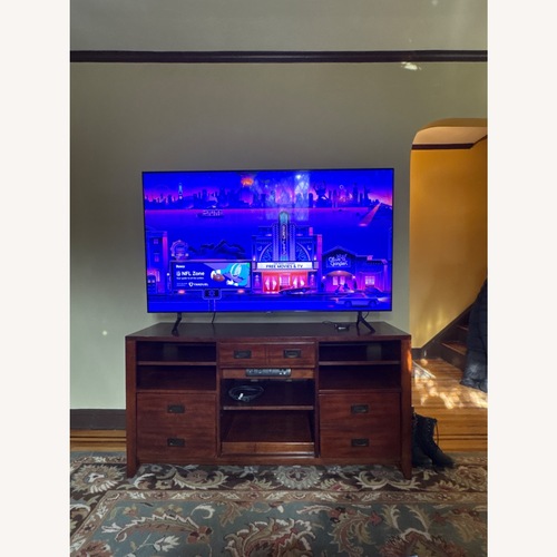 Used Raymour & Flanigan Natural Wood Media Storage for sale on AptDeco