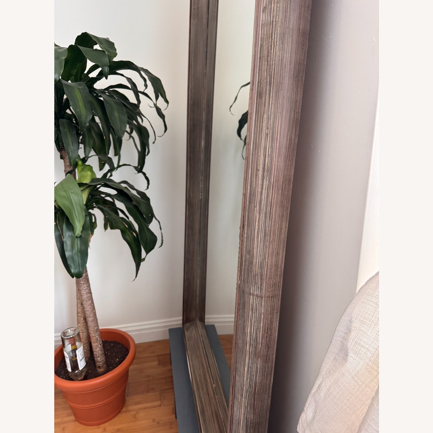 Dark Brown Thick Wood Frame Floor Mirror - image-2