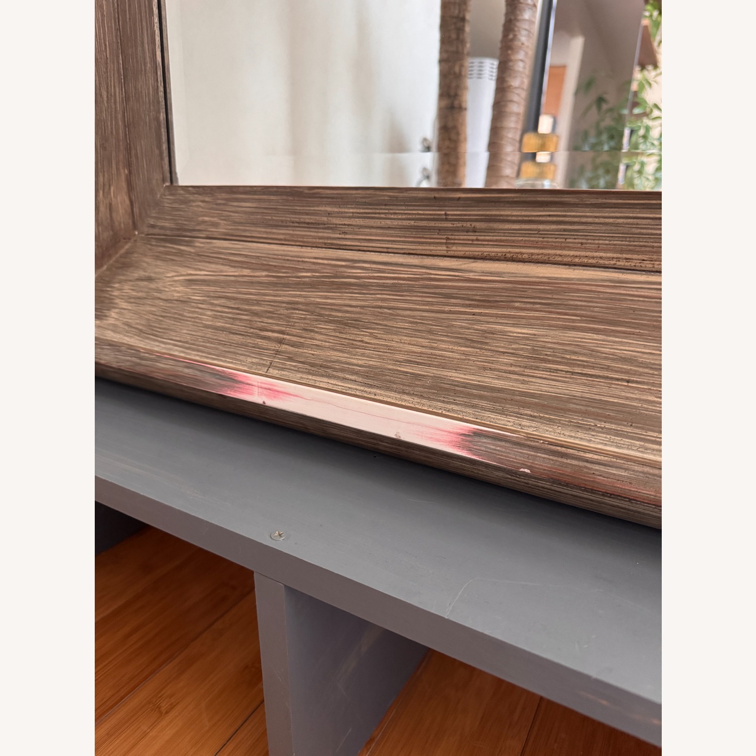 Dark Brown Thick Wood Frame Floor Mirror - image-3