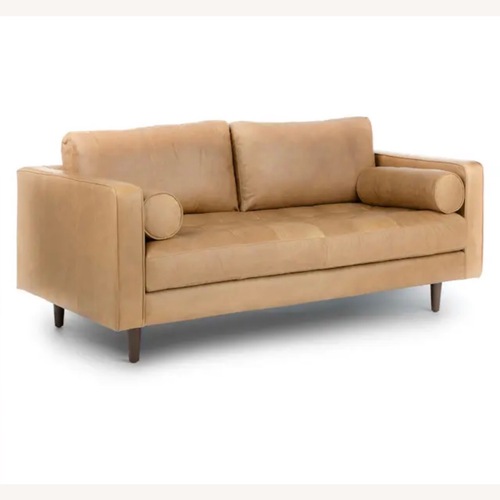 Used Article Sven Light Brown Leather Loveseat for sale on AptDeco
