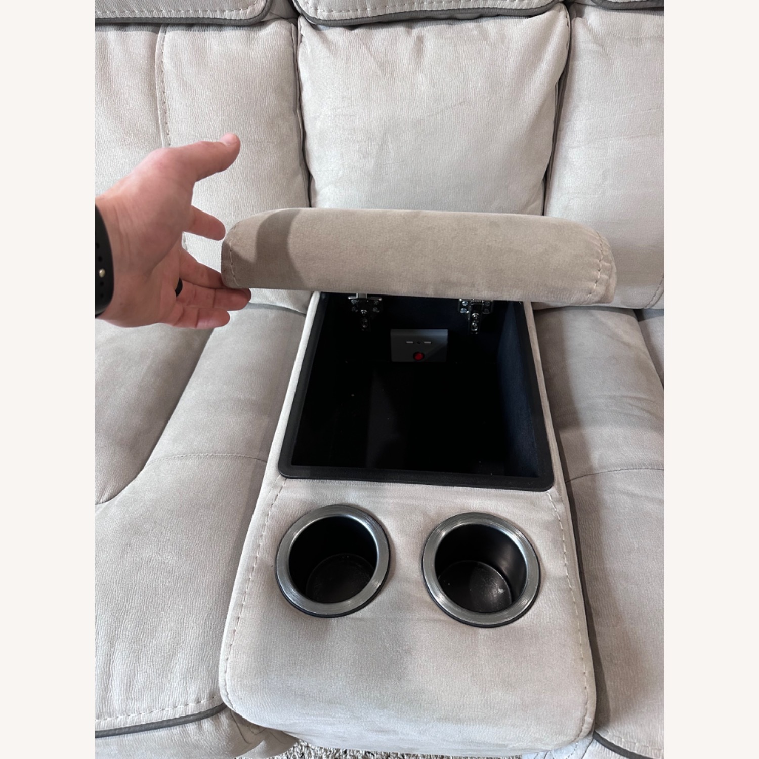 Light Gray Fabric 3+ Piece Sectional - image-4