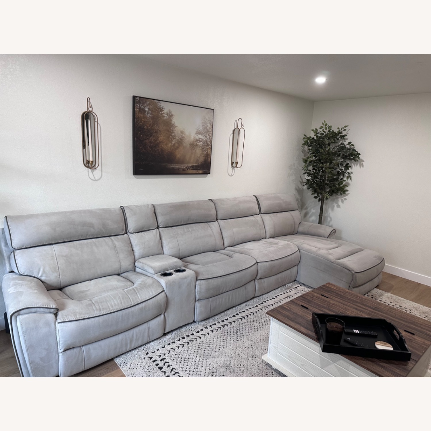 Light Gray Fabric 3+ Piece Sectional - image-1