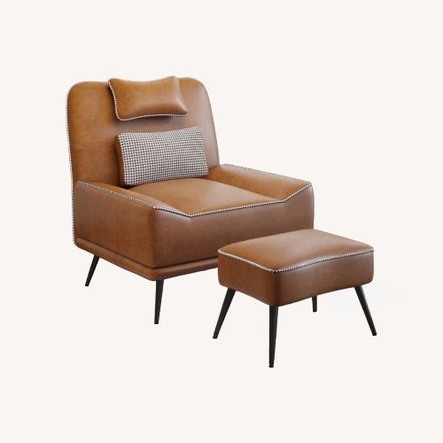 Used Wayfair Light Brown Faux Leather Armchair for sale on AptDeco