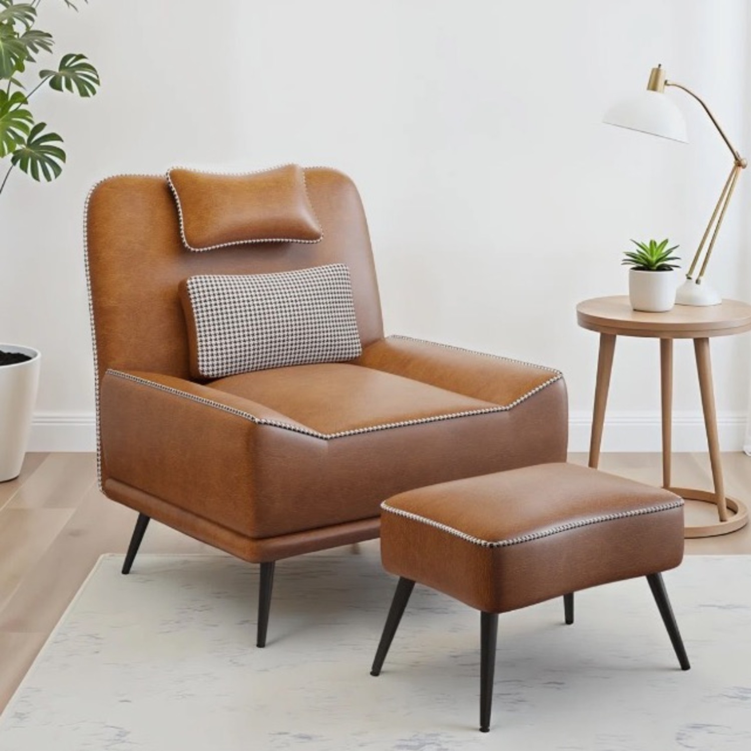 Wayfair Light Brown Faux Leather Armchair - image-0