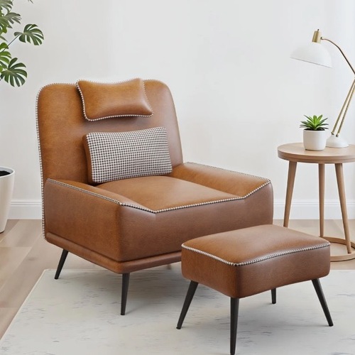 Used Wayfair Light Brown Faux Leather Armchair for sale on AptDeco