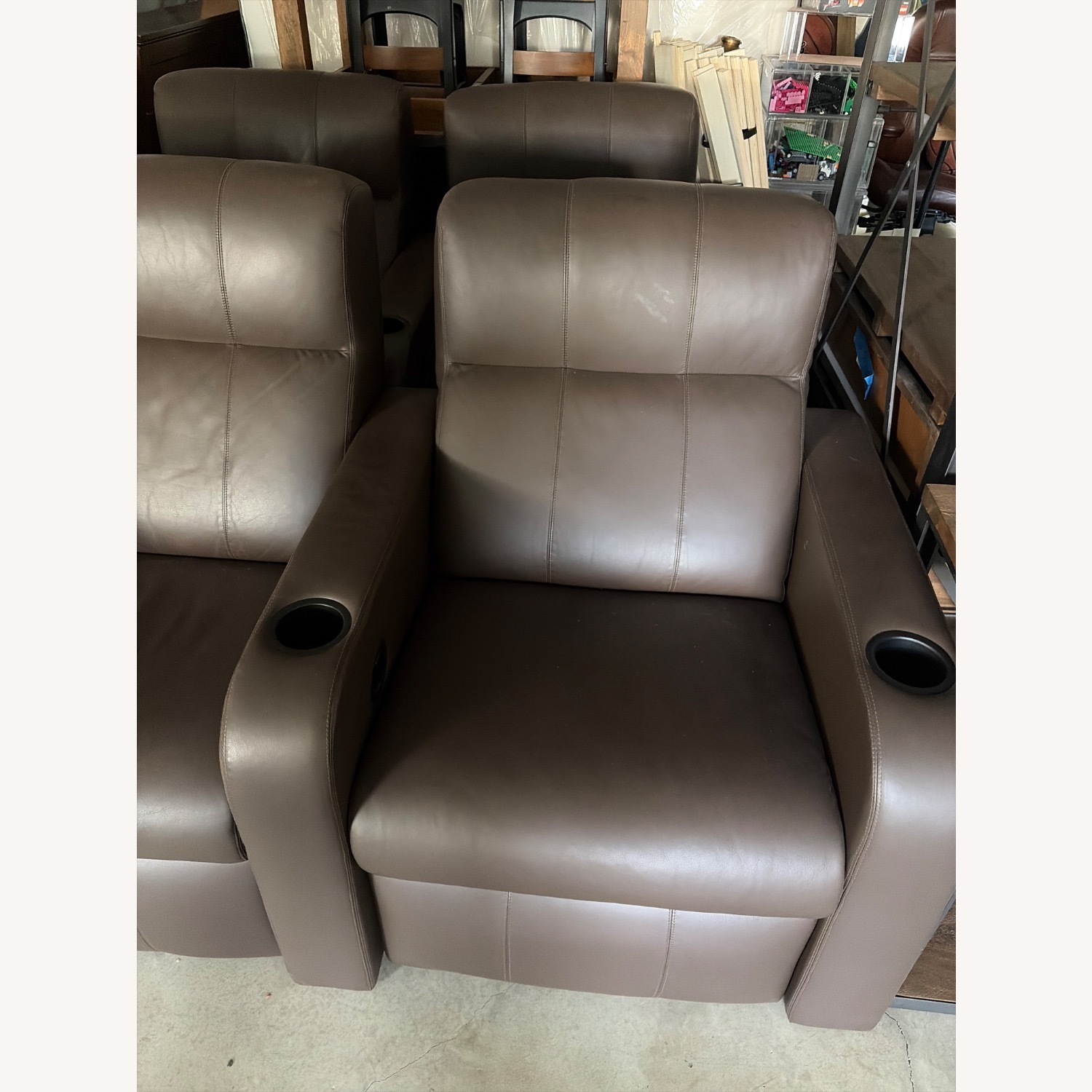 Dark Brown Leather Armchair for Theater - image-3